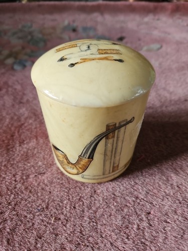 Antique tobacco jar carved - antique,