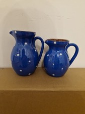 Vintage Dartmouth Pottery Blue Polkadot Jugs X 2, Mint Condition 