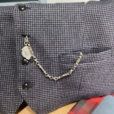 Beautiful Sterling Silver Watch Chain, with Fob. 33.3 Gms Chain 53