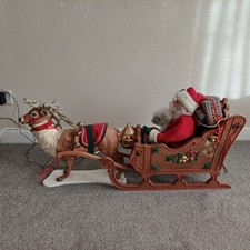 Vintage Holiday Creations Animated Santa,Sleigh,& Reindeer ( Works!)