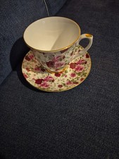 Staffordshire Mayfair Rose Chintz Tea Cup and Saucer England Fine Bone China