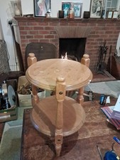 Vintage Wooden Plant Stand Small Round Table Side Accent Table 2 Tier 
