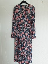 Marks & Spencer Per Una Size 10 Midaxi Dress Pink Blue Black Pretty Easy To Wear
