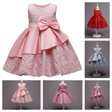 New Little Girl Party Dress Satin Party Frock Princess Birthday Kids Clothes