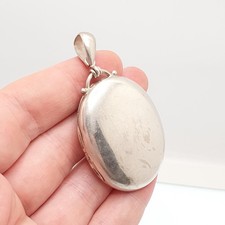 Antique Victorian Solid Silver Locket Smooth Polished Plain Blank Big Large Oval