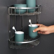 Stainless Steel Corner Shower Caddy Storage Shelf Tidy Bathroom Organizer Basket
