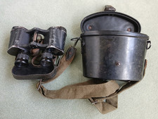 German WW2 6x30 Binoculars, Bakelite Case, straps; great optics, rain guard