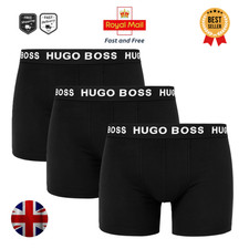 Hugo Boss Men Boxer Brief Cotton Stretch Trunks Black Breathable 3 Pack