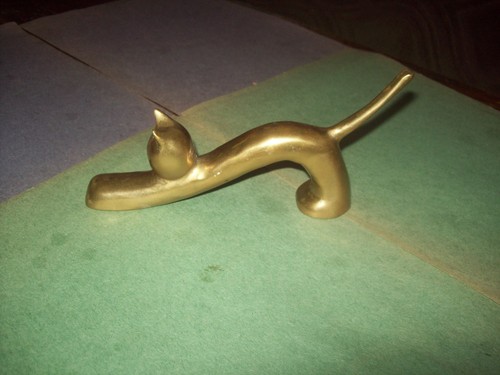 Modern art brass cat sculpture - modern,