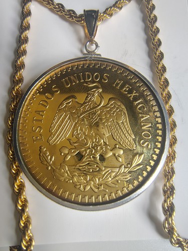 Collar dorado con moneda - dorado,