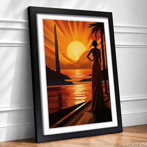 Art deco sunset - sunset, wall