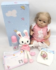 New NANJING REBORN DOLL Soft Body & Vinyl Baby Doll W/ Rooted Hair BOXED - W32