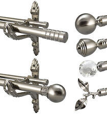 Eyelet Metal Barocco Double Curtain Pole Rod Diameter 28mm 19mm Brushed Chrome