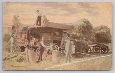 c1912 Threshing Machine, Steam Engine, Farming Scene, Agricultural Postcard