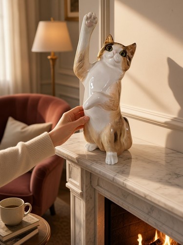 Vintage large ceramic tabby - vintage,