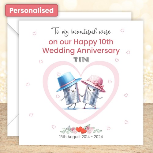 Personalised 10th tin wedding - 10th,