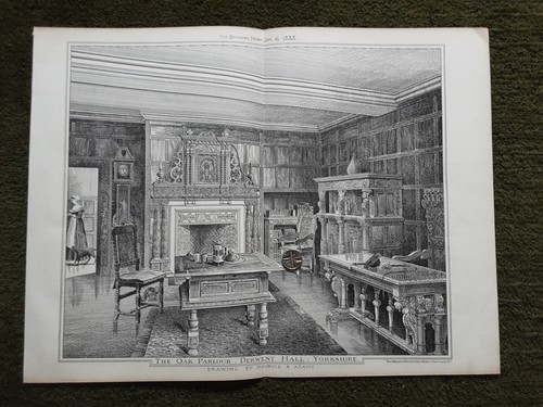 Antique print derwent hall - antique,