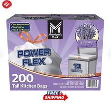 Member's Mark Power Flex 13-Gallon Tall Kitchen Trash Bags Lavender 200 ct