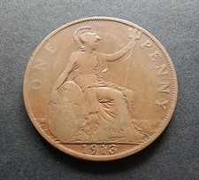 1913 One Penny - King George V - British Bronze Coin