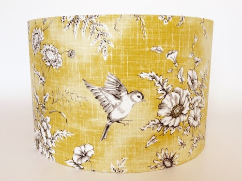 Yellow finch toile fabric - finch,