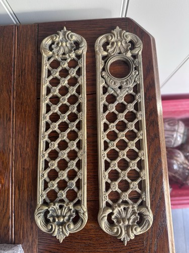 Two heavy brass door plates - two,
