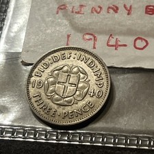 Rare Silver English Three Penny Bit 1940, Perfect For Collectors