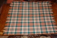 Large Old Vintage Scottish Tartan All Wool Picnic Blanket / Throw  173cm x 143cm