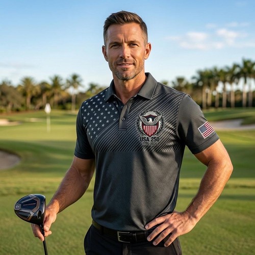 Patriotic golf polo shirt usa - golf, shirt,