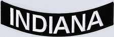 INDIANA 10 x 2 White on Black Back Rocker American Biker Vest Patch CUS-0053 ...