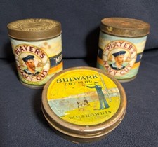 Three Vintage Tobacco Cigarette Tins Wills Bulwark Players
