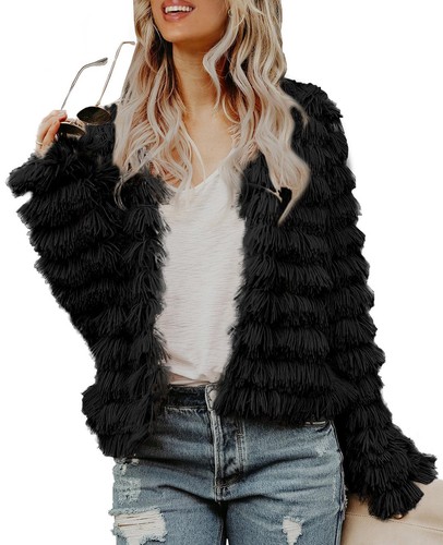Womens faux fur open front - faux,