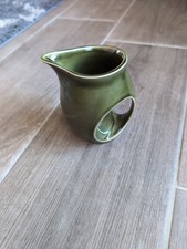 HOLKHAM GREEN GLAZED 11cm HIGH OWL OR ALIEN MILK JUG T132 ENGLAND