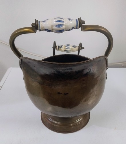 Antique copper coal scuttle - copper,