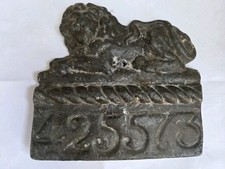 Antique Lead Fire Insurance Lion Plaque Sign