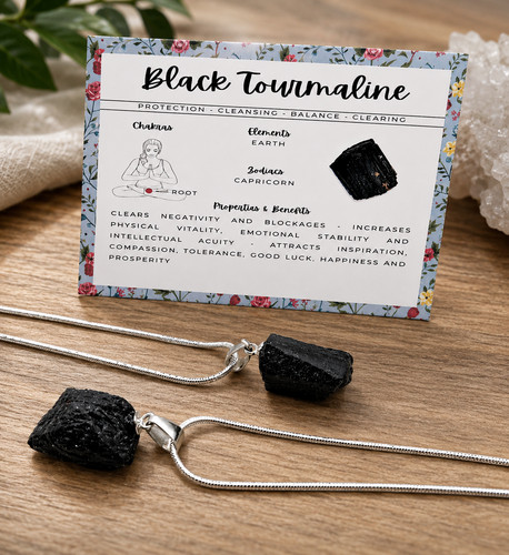 Natural black tourmaline - black,