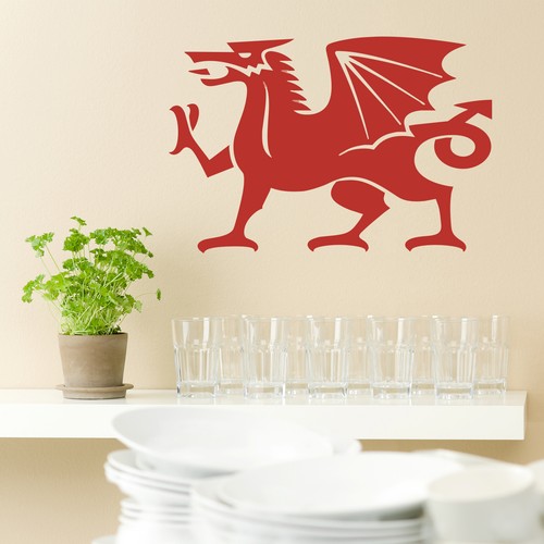 Welsh dragon wall art sticker - welsh,