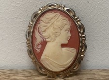 Vintage Cameo Brooch Coral
