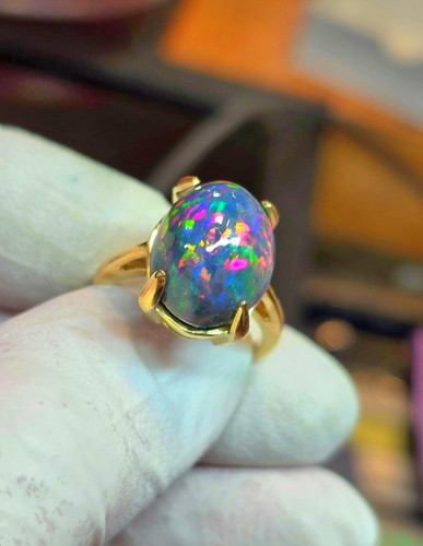 Genuine black opal ring - genuine,