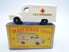 VINTAGE MATCHBOX LESNEY No.14c BEDFORD LOMAS AMBULANCE IN ORIGINAL BOX 1962