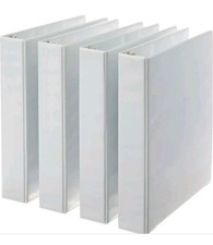 Amazon Basics 3-Ring Binder, 1 Inch 2.5cm Rings - 4-Pack (White)