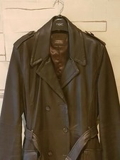 Ladies Brown Real Leather Coat Knee Length 16 UK Fenn Wright Manson VGC