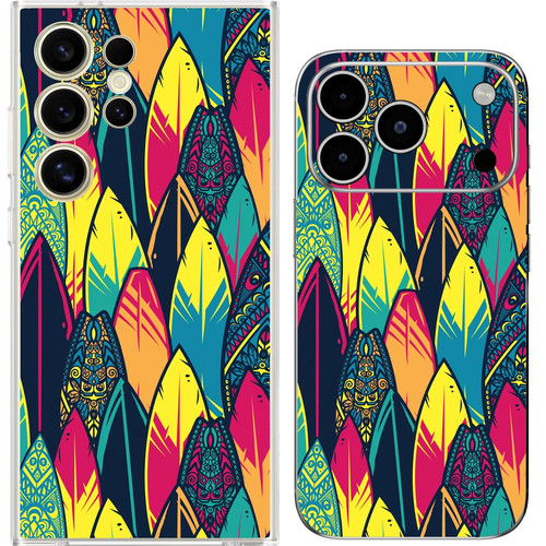 Colourful feathers collage - colourful,