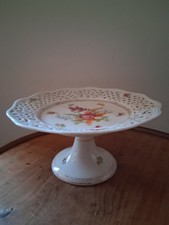 Schumann Bavaria Dresden Porcelain Germany Engraved Footed Stand Plate ✅ 1003