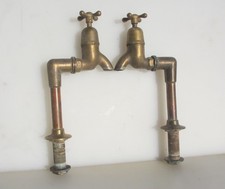 Antique Brass Taps Sink Basin Porcelain Caps Old Faucet Belfast Copper Pipes