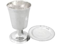Antique Charles I Sterling Silver Communion Chalice and Paten Set 