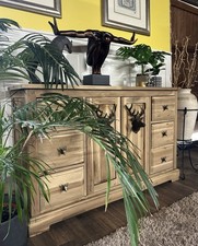 Oak sideboard with cast iron