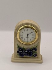 Vintage Miniature Porcelain Quartz Clock Floral Pattern