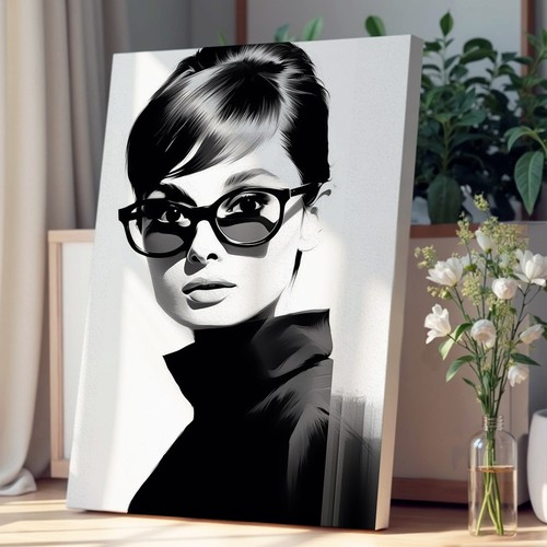 Audrey hepburn line art canvas - art,
