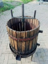 Antique Metal & Wooden Fruit Press Crusher Juice Wine Apple Cider