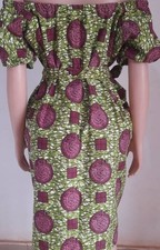 Women's African Print Off Shoulder Knee  Length Loose Dress With Lastic Hands